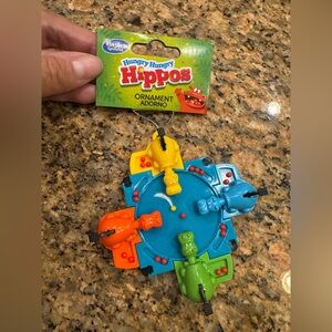 Hungry Hippos Holiday Decoupage Ornament, Blue